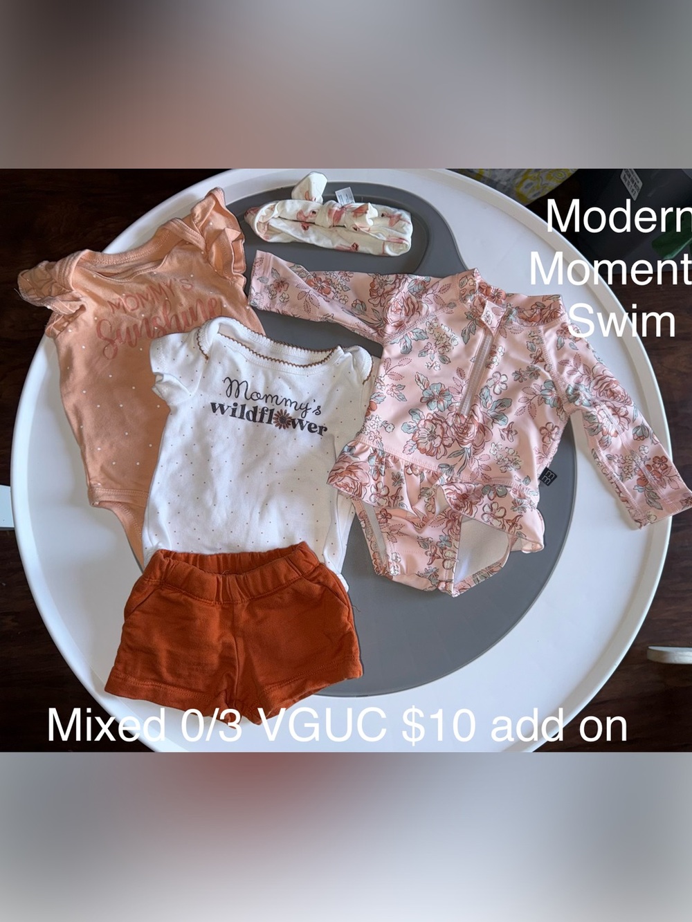 Baby Girl Floral Ruffle Swimsuit + Wildflower Onesie Bundle  - Pink & Rust